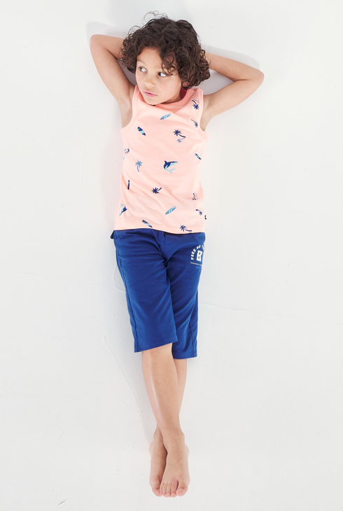 Bermudashorts aus Molton Blau Jungen 1