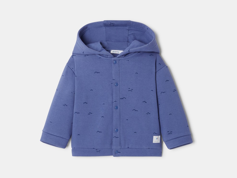 Dessuadora de moletó amb botons de pressió i caputxa blau unisex Absorba 1