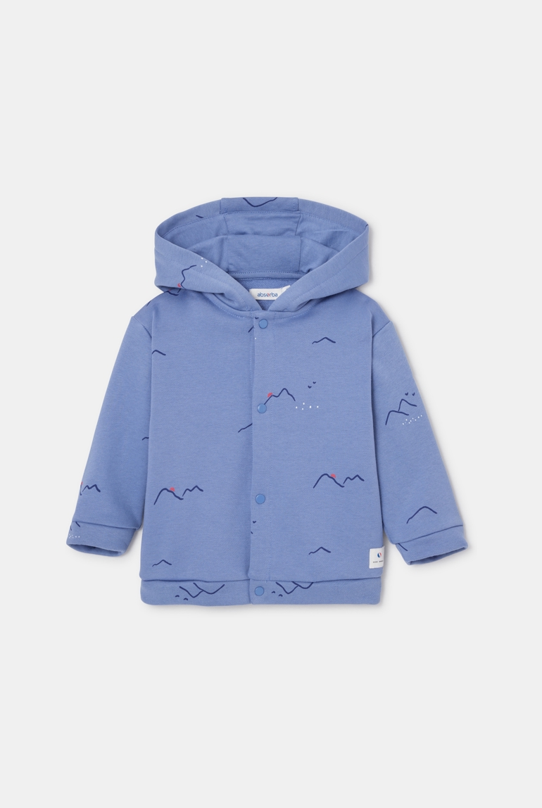 Sweat pressionné à capuche en molleton bleu mixte Absorba 1