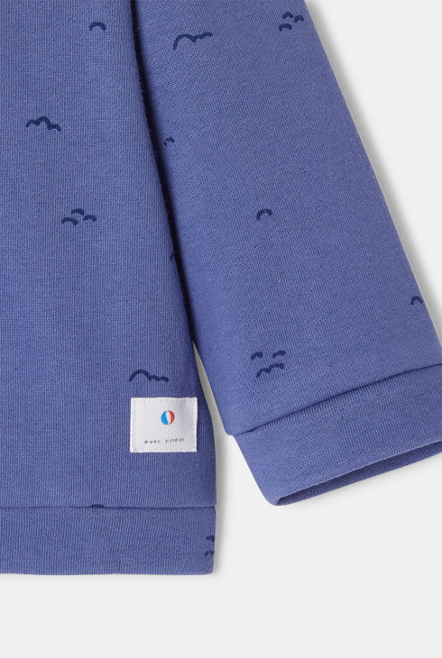 Sudadera con botones de presión y capucha en muletón azul unisex Absorba 2