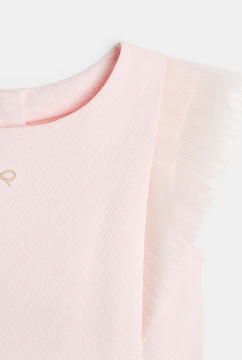 Rosa Kleid aus zwei Materialien Mädchen