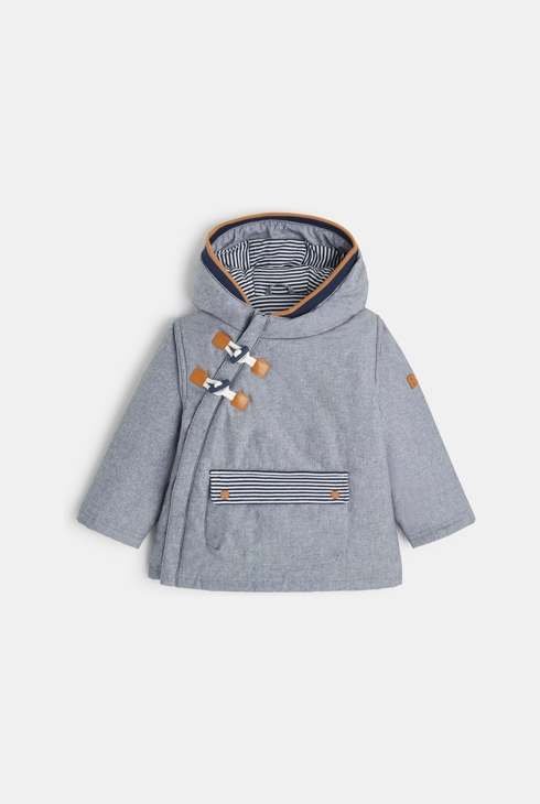 Manteau enduit style chambray bleu bébé garçon 1