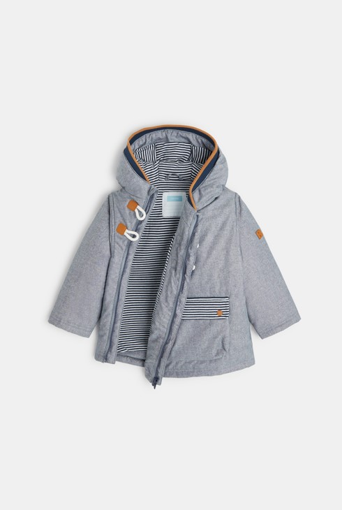 Manteau enduit style chambray bleu bébé garçon 2