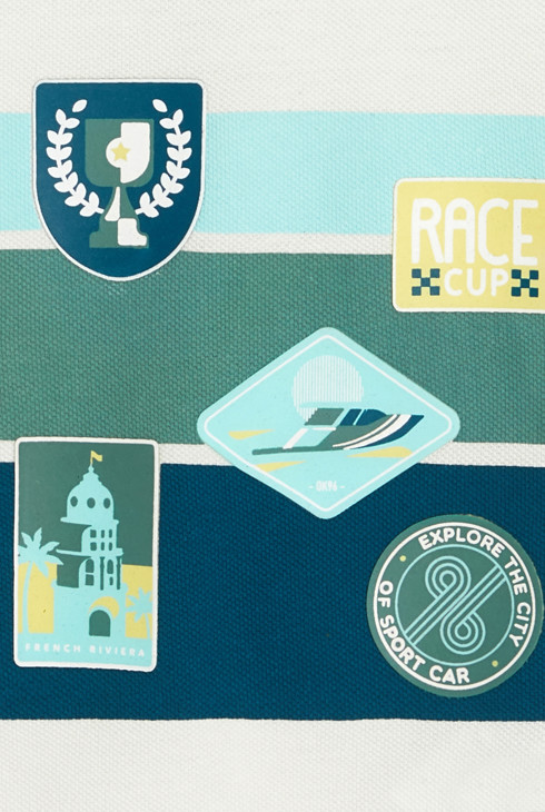 Camiseta de punto piqué carrera de coches blanca bebé niño 2