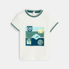 T-shirt maille piquée course auto blanc bébé garçon