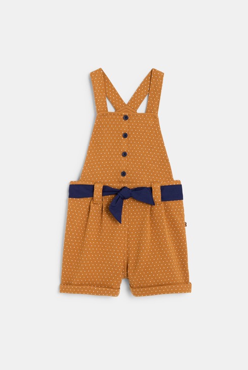 Kurze Latzhose mit Pünktchenmuster Braun Baby Mädchen 1