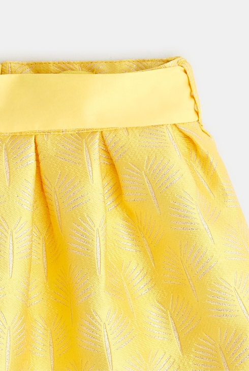 Jupe de fête broderies florales jaune bébé fille
