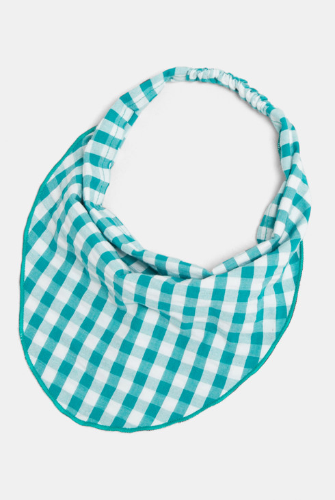 Geruite hoofdband groen babymeisje 1