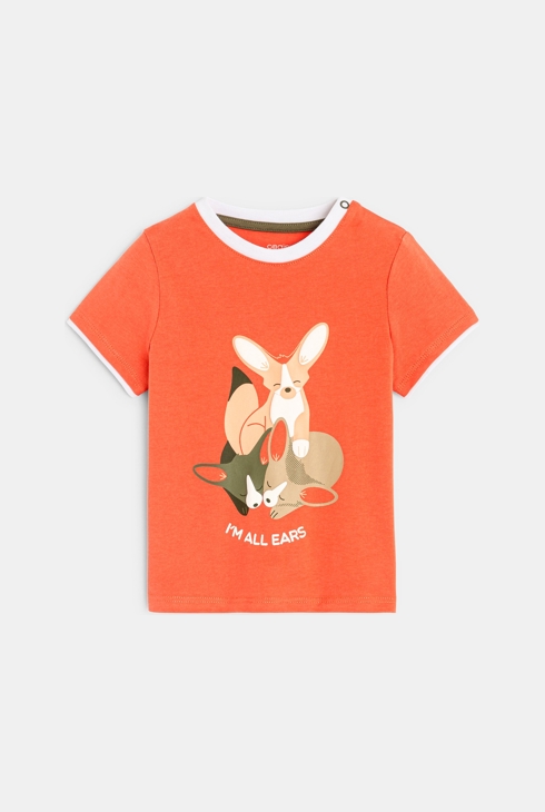 T-Shirt mit Tieren in Reliefmuster Orange Baby Jungen 1