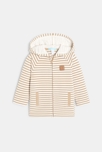 Gilet à capuche zippé rayures fantaisie blanc bébé garçon 1