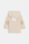 Gilet à capuche zippé rayures fantaisie blanc bébé garçon 2
