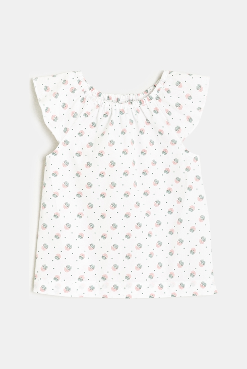 Robe salopette et blouse à motifs verte bébé fille