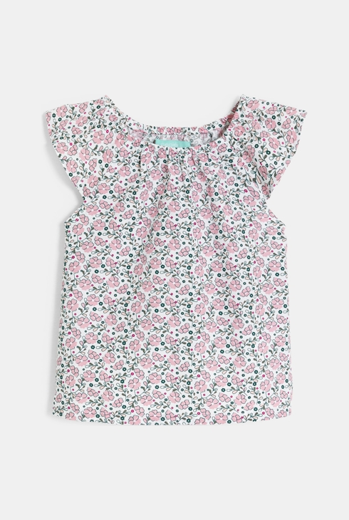 Salopette courte et blouse paons kaki bébé fille