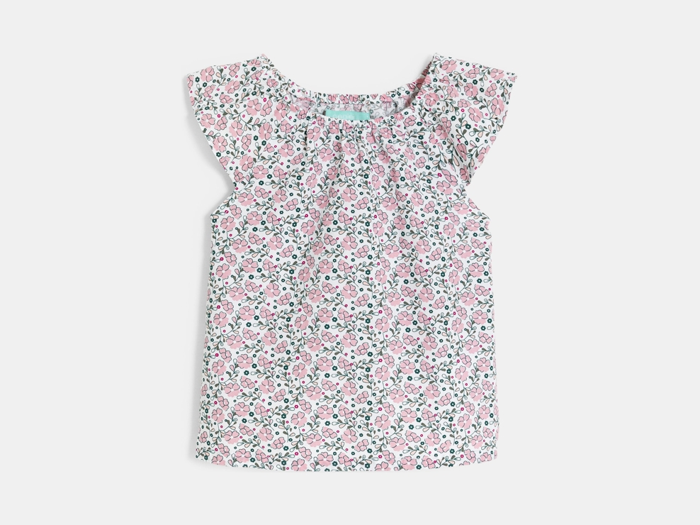 Salopette courte et blouse paons kaki bébé fille 2