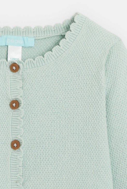 Kardigan z ozdobnej dzianiny z eleganckim wykończeniem zielony niemowlę dziewczynka 2