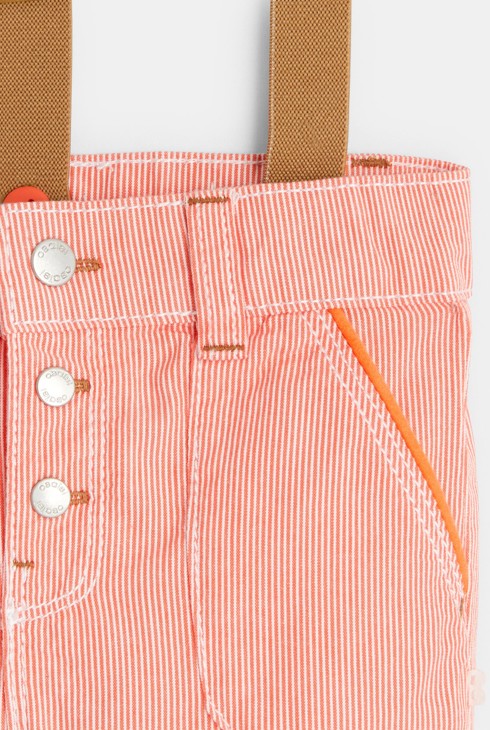 Baby boys' orange striped shorts with fine straps 2