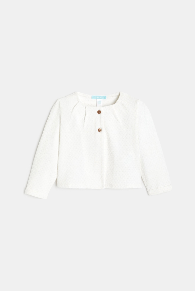Gilet en maille effet pois blanc bébé fille 1