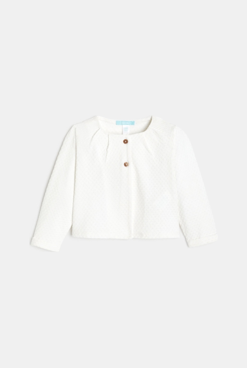Gilet en maille effet pois blanc bébé fille 1