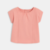 Blouse brodée bi-matière rose bébé fille