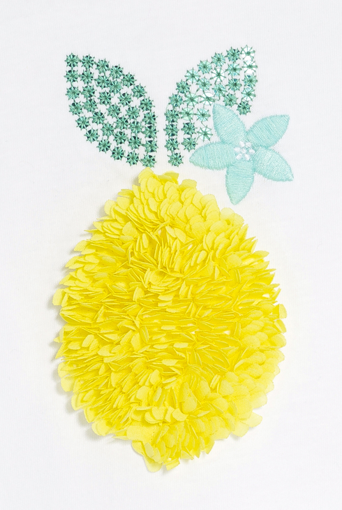 Dekliška bela majica z volančki in potiskom limon za dojenčke 2