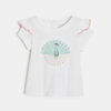 T-shirt volants imprimé paon blanc bébé fille