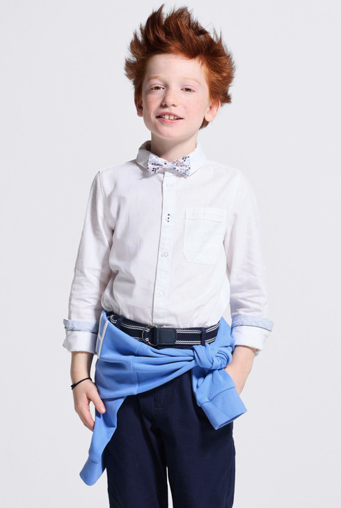 Camisa lisa de lino blanca niño 2