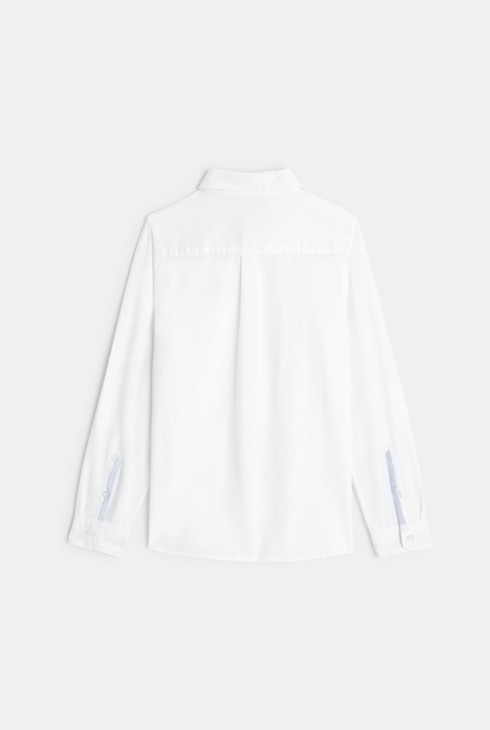 Chemise unie en lin blanche garçon