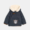 Manteau matelassé à capuche patch ours bleu bébé garçon