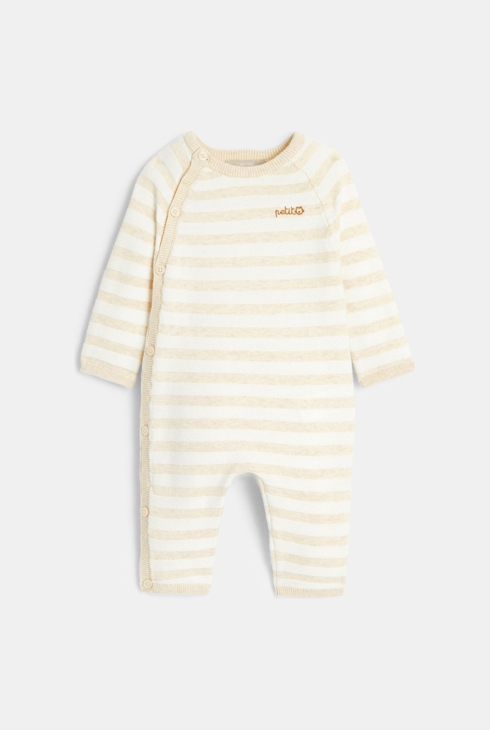 Gestreifter Strickoverall Weiß Geburt 1