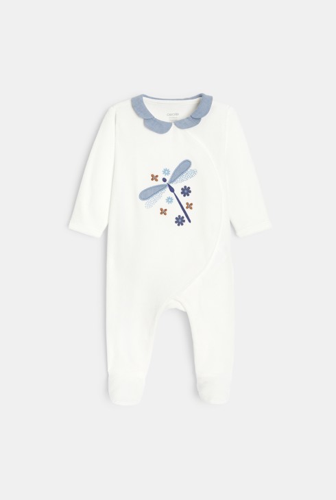 Žametni spalni pajac z motivom kačjih pastirjev bela dojenček deklica 1