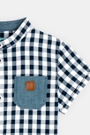 Chemise à carreaux coton fantaisie bleue bébé garçon 2