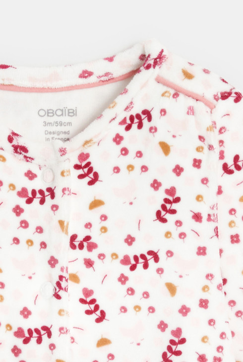 Cvetlični spalni pajac iz žameta rožnata dojenček deklica 2