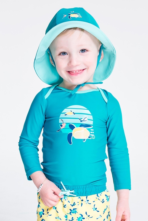 Majica za zaščito pred UV-žarki s potiskom želvic modra dojenček deček 1