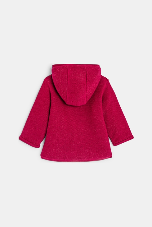 Gilet maille tricot doublé soft boa violet bébé fille