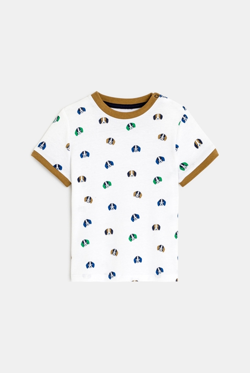 T-Shirt mit Hunde-Print Weiß Baby Jungen 1