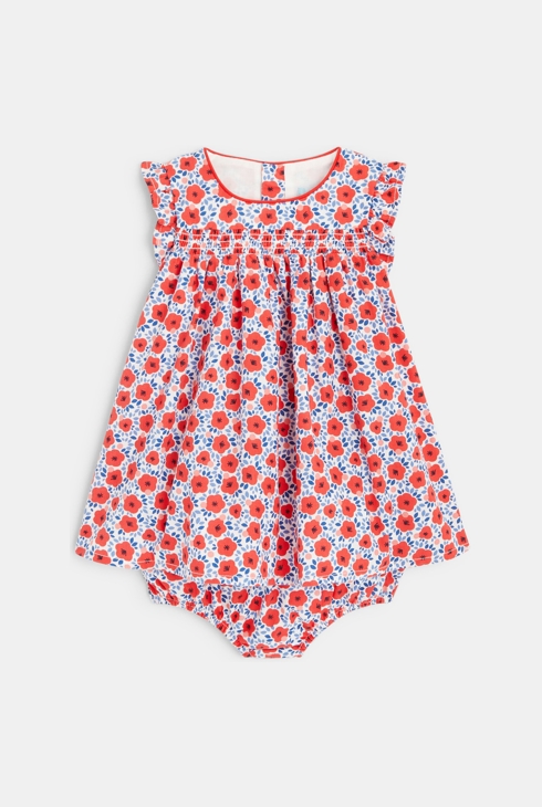 Gesmoktes Kleid mit Mohnblumen Rot Baby Mädchen 1