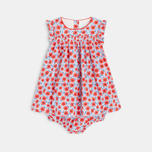 Robe à smocks coquelicots rouge bébé fille 1