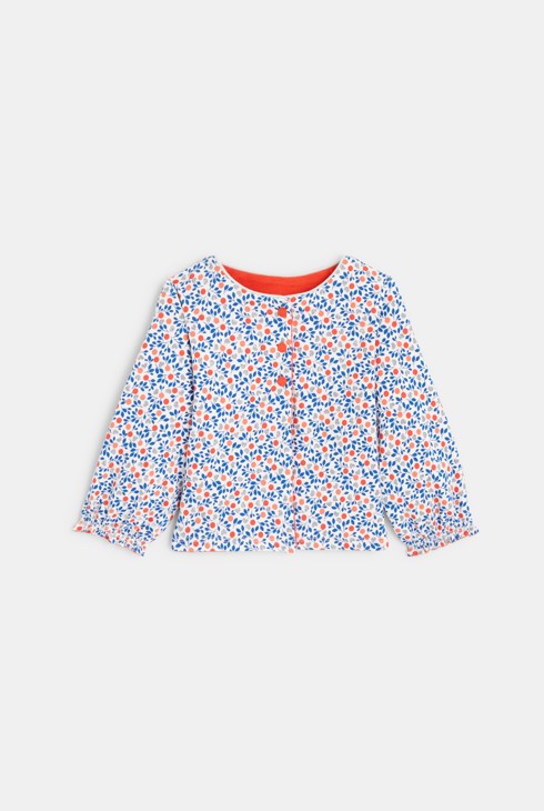 Gilet réversible fleuri rouge bébé fille