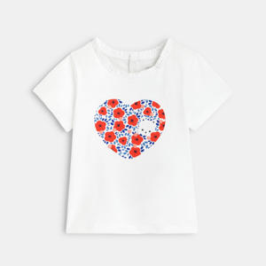 Baby girls' white cat poppy heart T-shirt 1