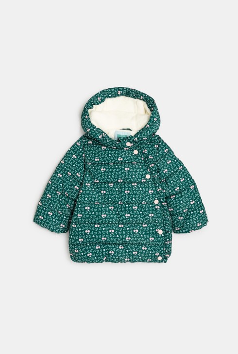 Podložen plašč s cvetlično podlogo zelena dojenček deklica 2