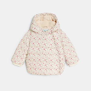 Manteau matelassé doublé fleuri blanc bébé fille 1