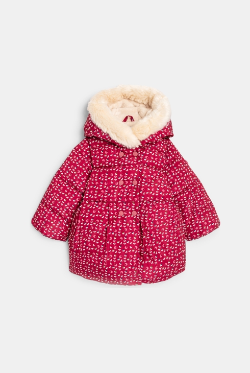 Manteau matelassé doublé fleuri rose bébé fille 1