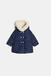 Manteau matelassé doublé fleuri bleu bébé fille