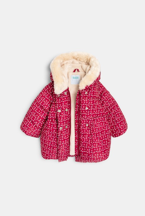 Manteau matelassé doublé fleuri rose bébé fille 2