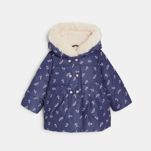 Manteau matelassé doublé fleuri bleu bébé fille 1