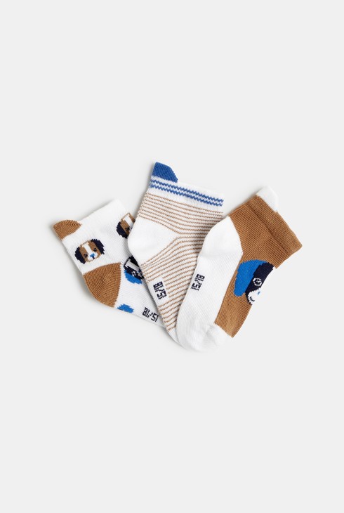 Chaussettes basses fantaisie marron bébé garçon 2