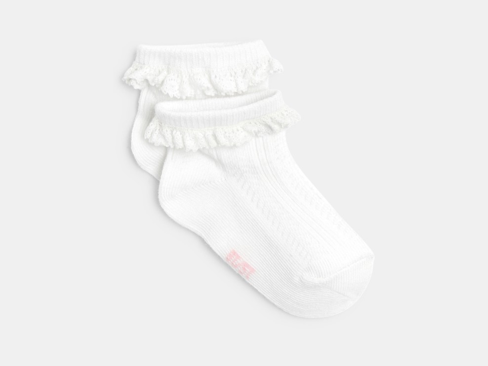Socquettes fantaisie à volant dentelle blanc bébé fille 1