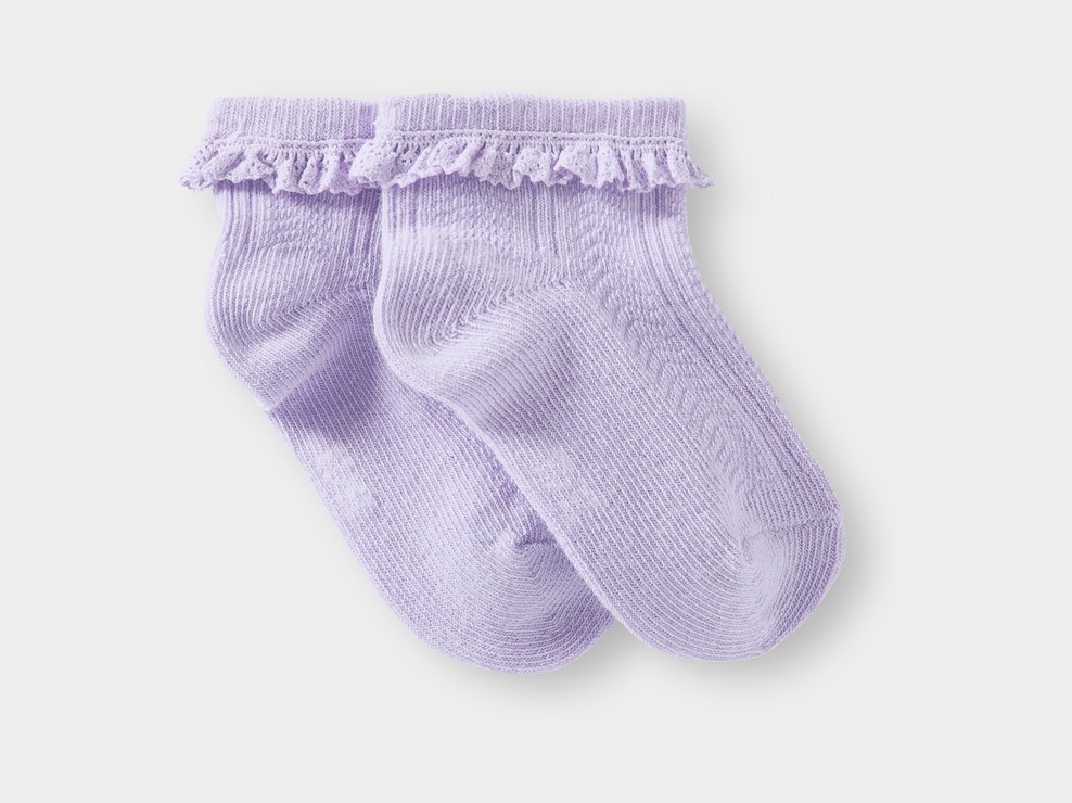 Socquettes fantaisie à volant dentelle violette bébé fille 1