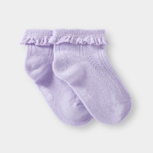 Socquettes fantaisie à volant dentelle violette bébé fille