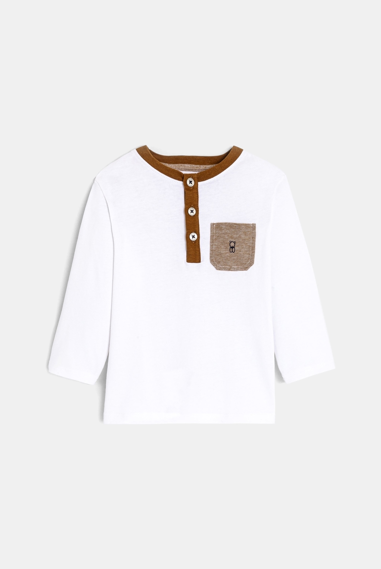 Camiseta con cuello tunecino de manga larga 1